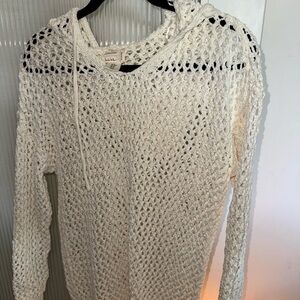 White Knit Hooded Sweater